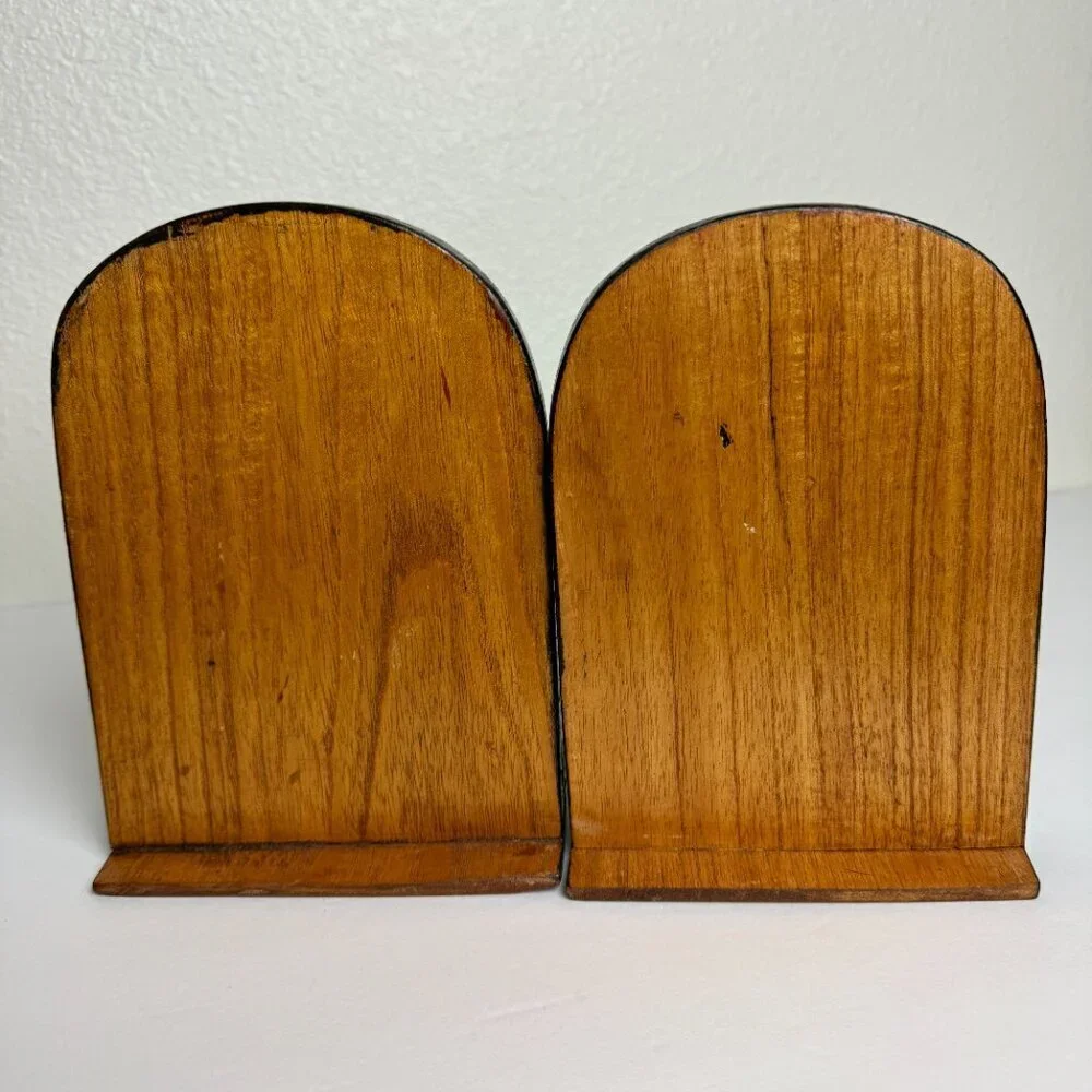 Vintage Hand Carved Wooden Australian Bookends Aboriginal Art